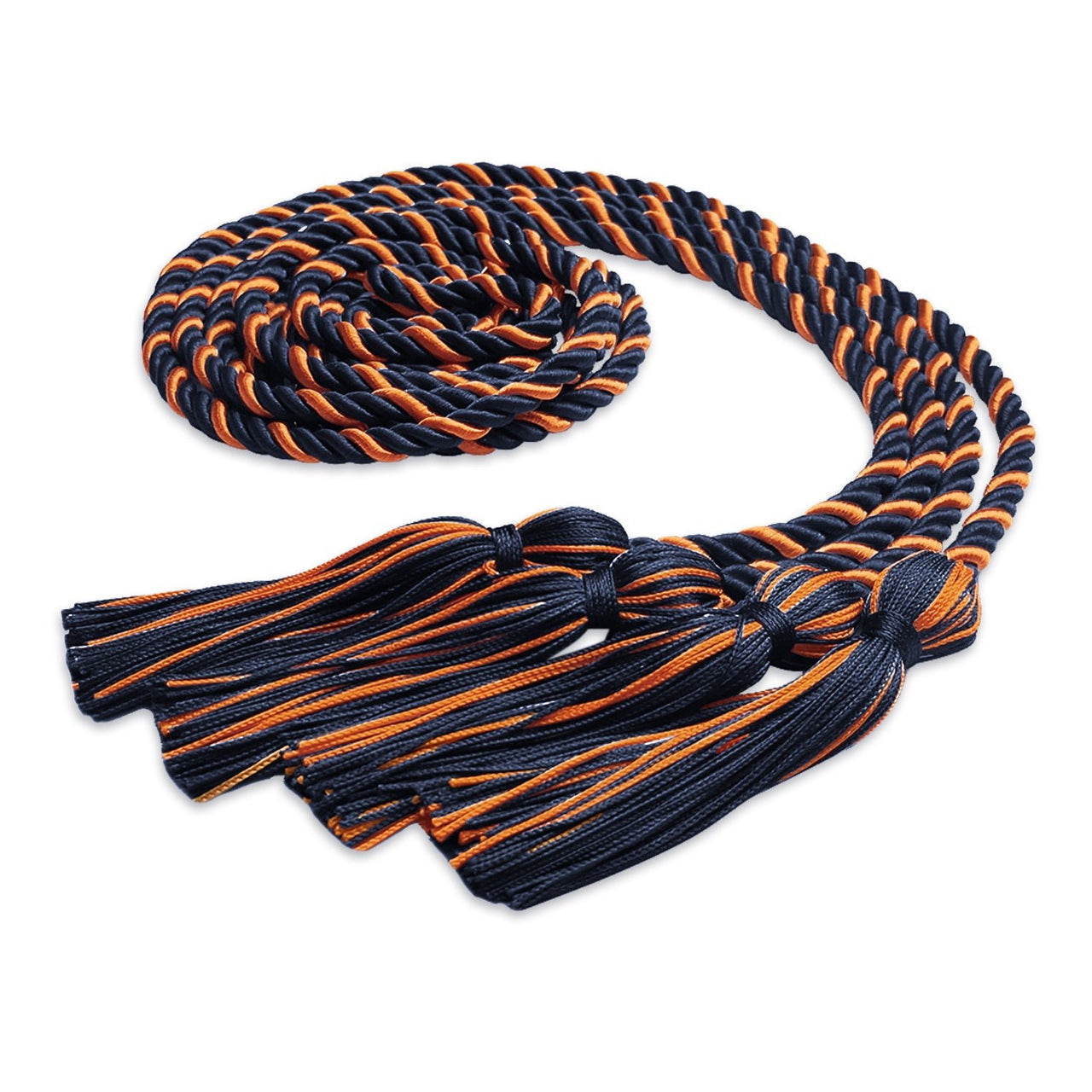 Double Graduation Honor Cord Navy Blue/Orange - Endea Graduation