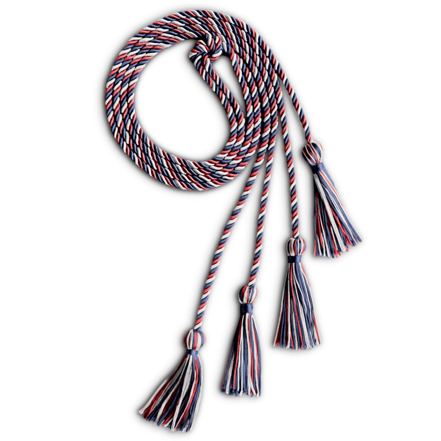 Double Graduation Honor Cord Navy Blue/Red/White - Endea Graduation