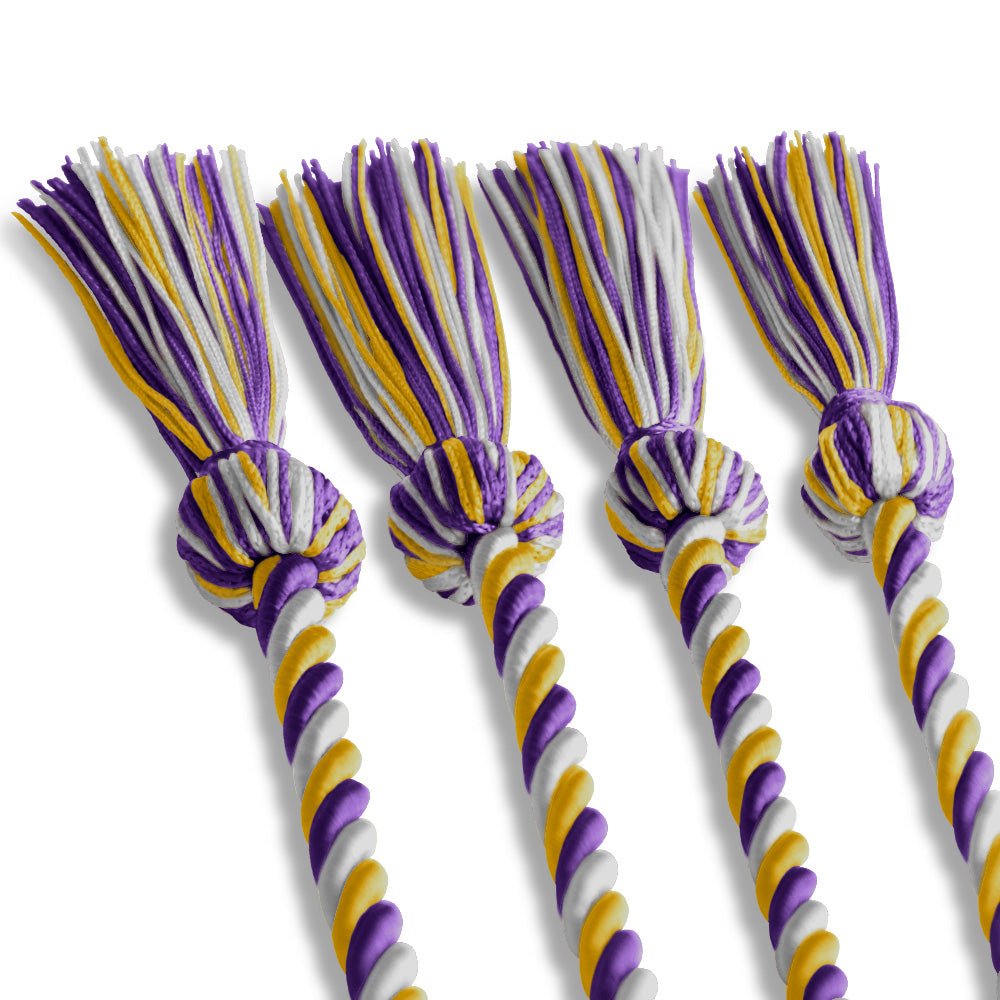 Double Graduation Honor Cord Purple/Gold/White - Endea Graduation