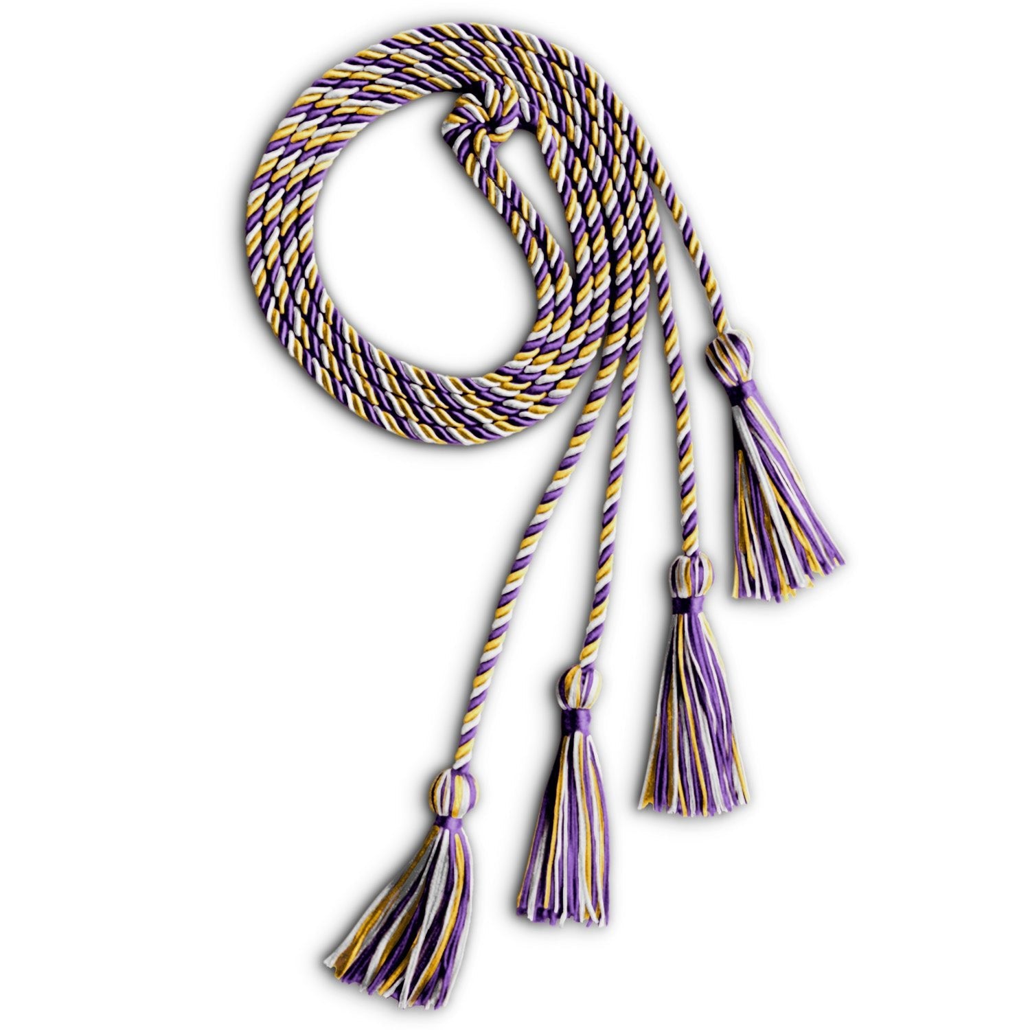 Double Graduation Honor Cord Purple/Gold/White - Endea Graduation