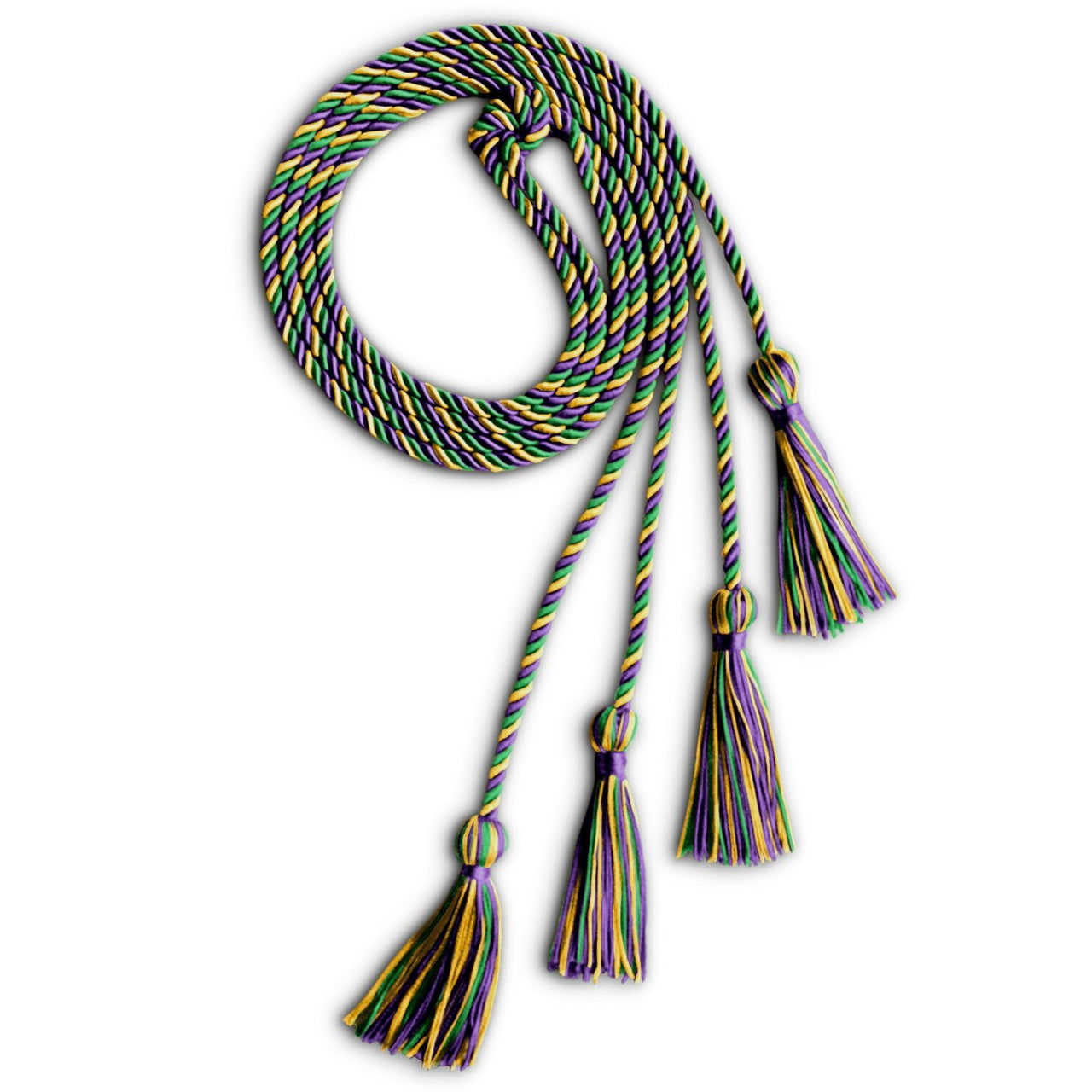 Double Graduation Honor Cord Purple/Green/Gold - Endea Graduation