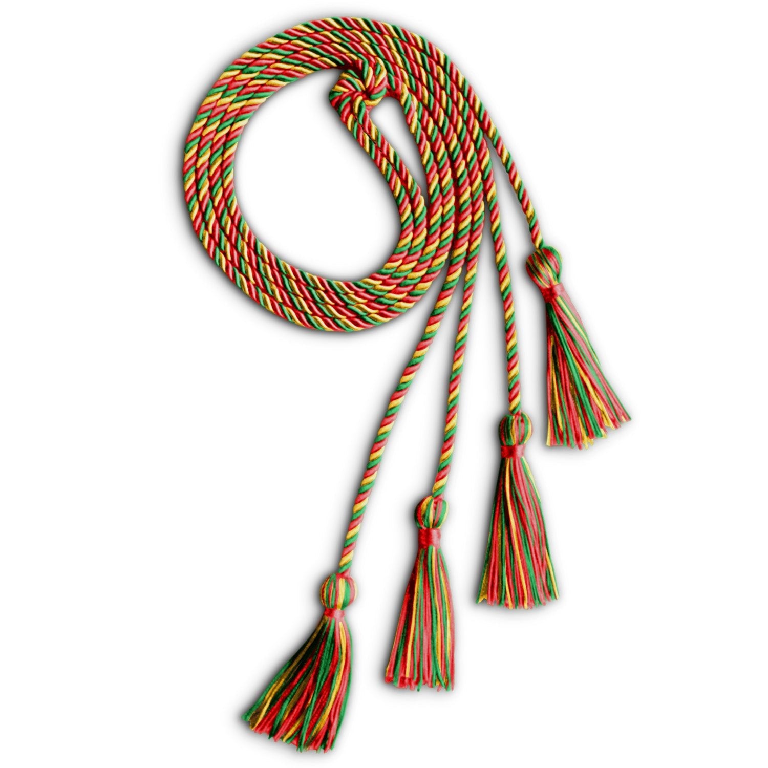 Double Graduation Honor Cord Red/Gold/Green - Endea Graduation