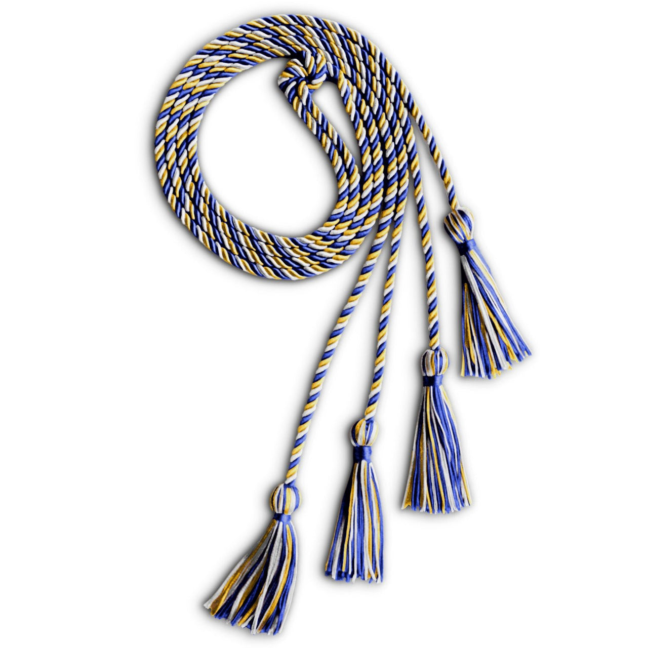 Double Graduation Honor Cord Royal Blue/Gold/White - Endea Graduation