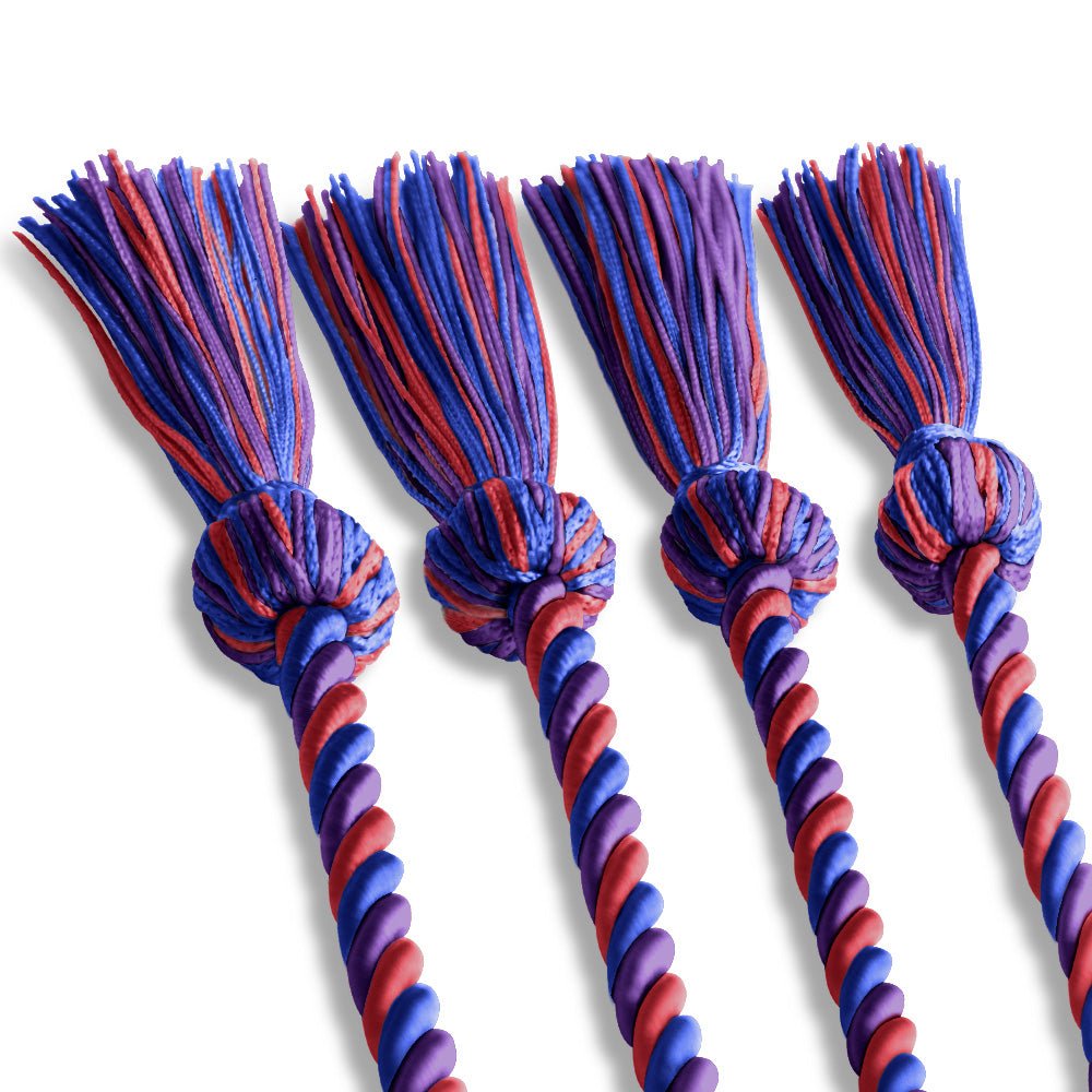 Double Graduation Honor Cord Royal Blue/Purple/Red - Endea Graduation