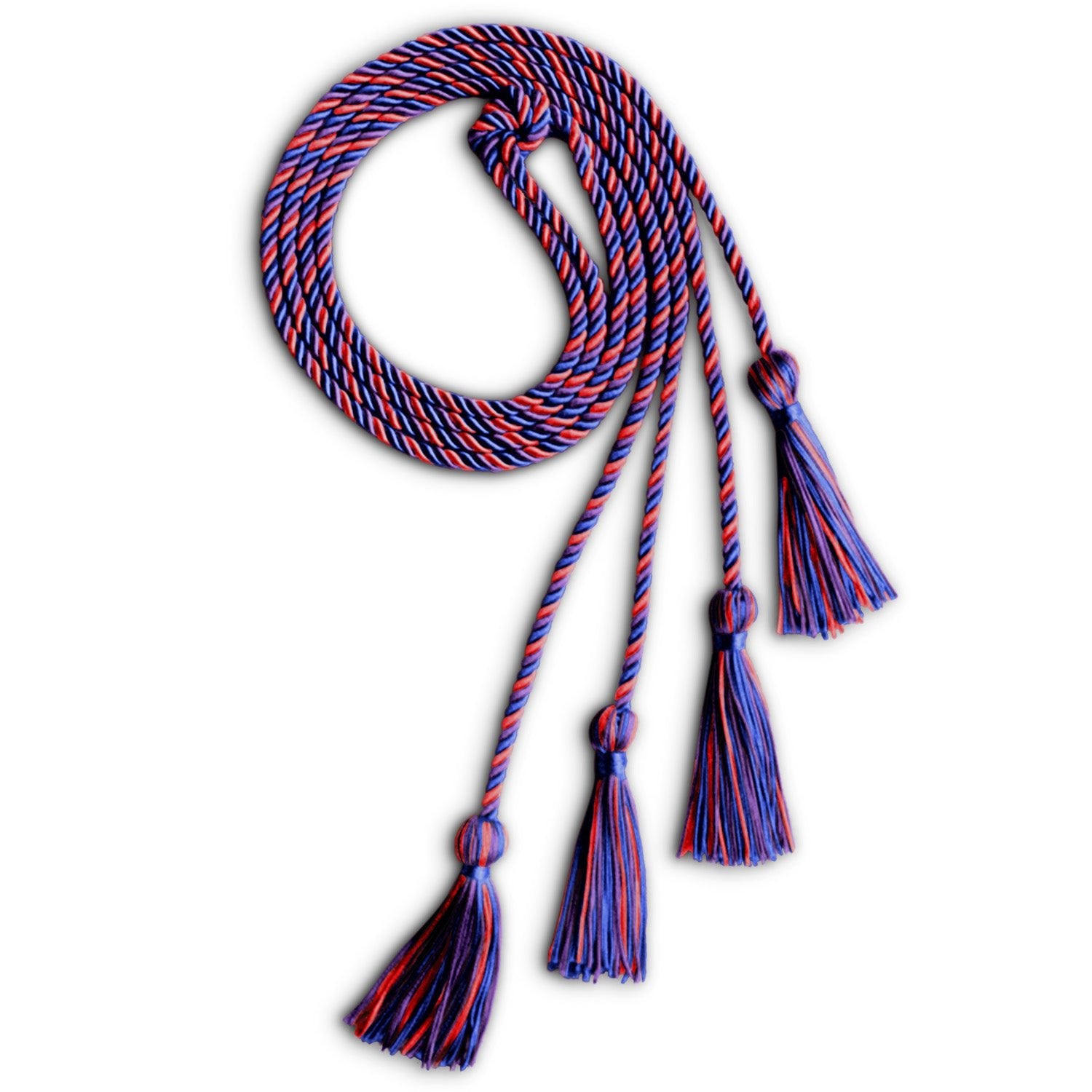 Double Graduation Honor Cord Royal Blue/Purple/Red - Endea Graduation