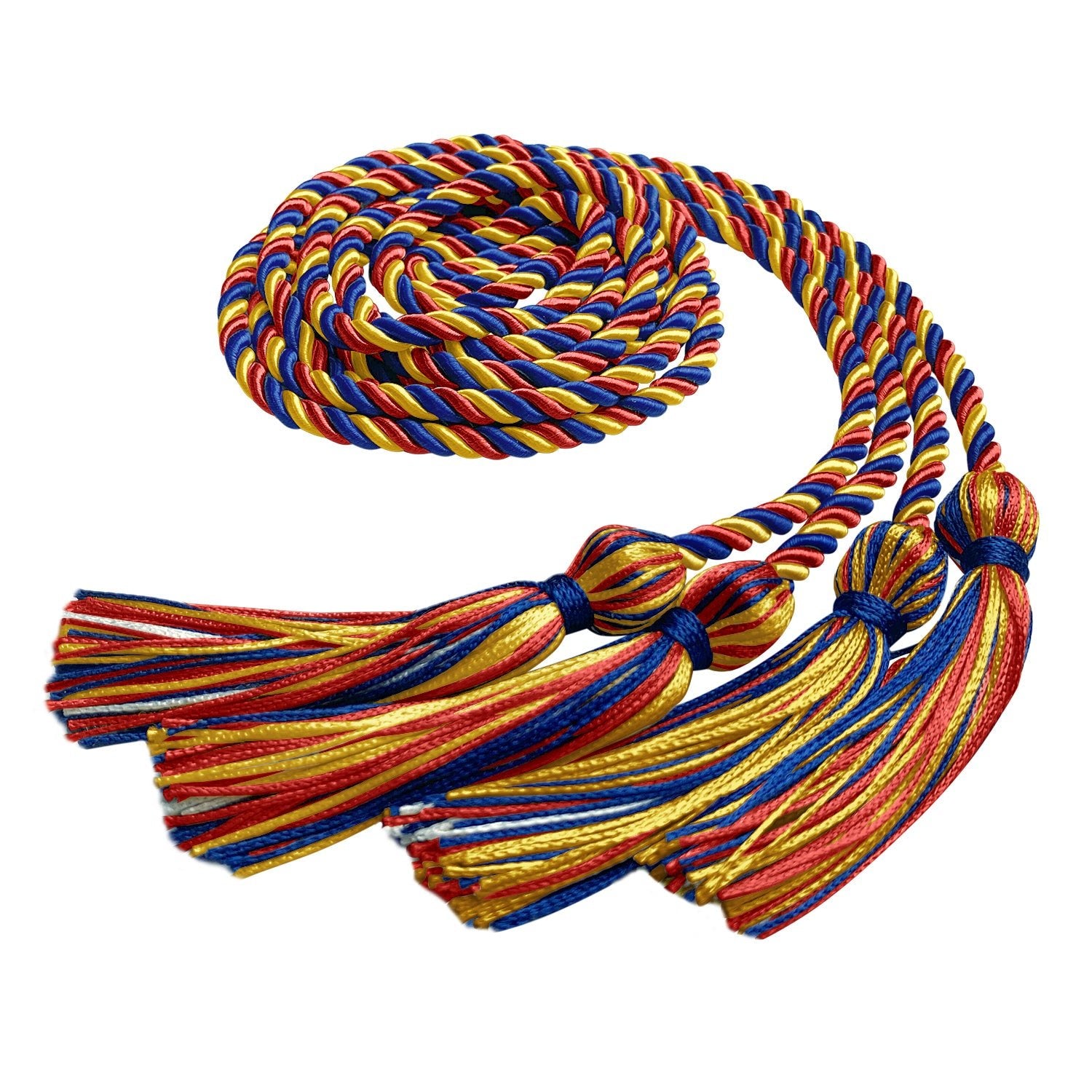 Double Graduation Honor Cord Royal Blue/Red/Gold - Endea Graduation