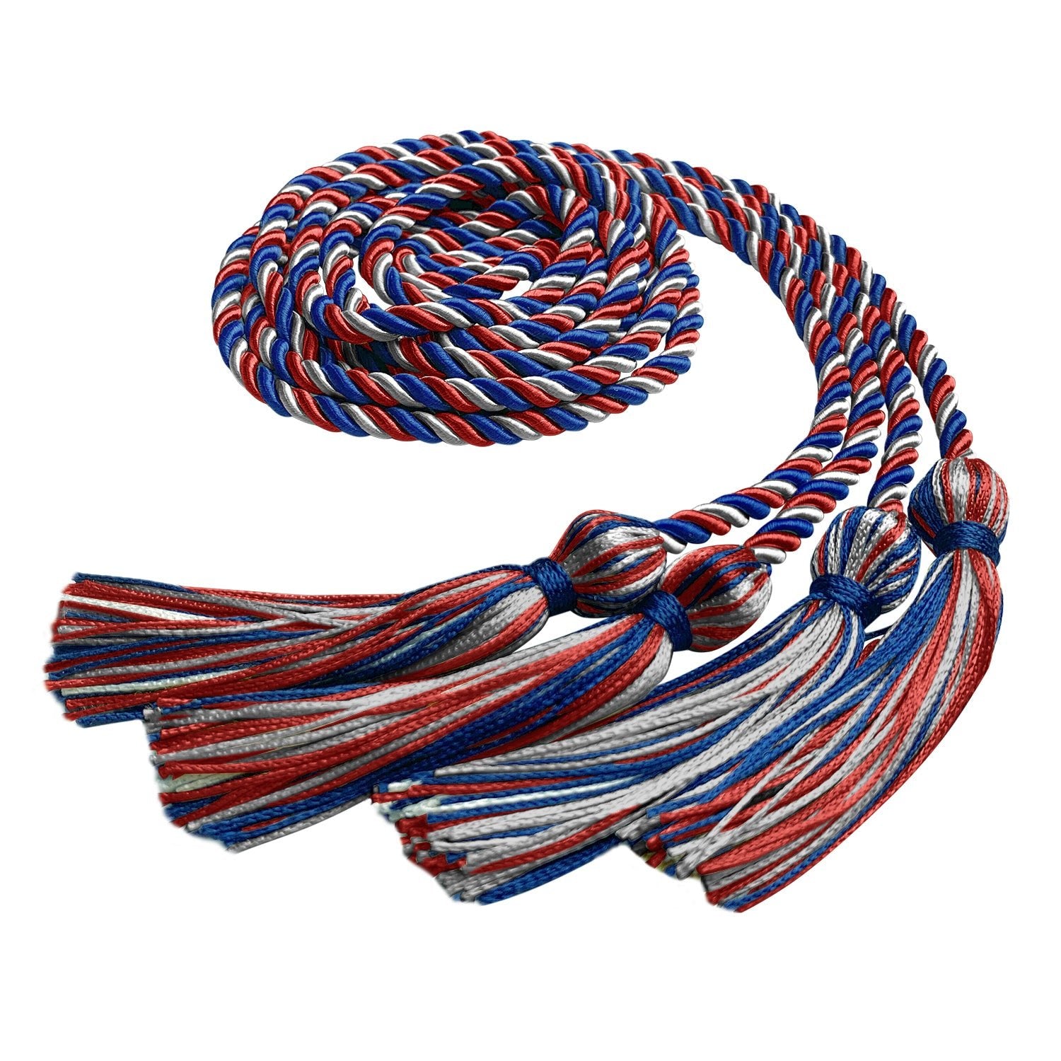 Double Graduation Honor Cord Royal Blue/Red/Silver - Endea Graduation