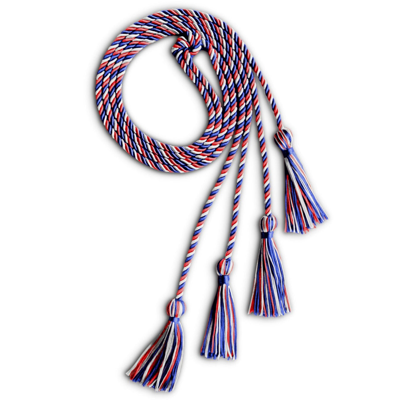 Double Graduation Honor Cord Royal Blue/Red/White - Endea Graduation