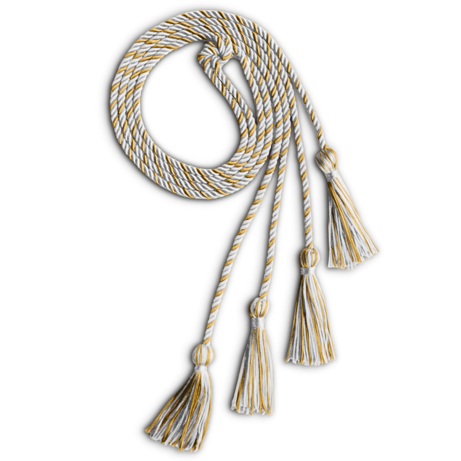 Double Graduation Honor Cord White/Antique Gold - Endea Graduation