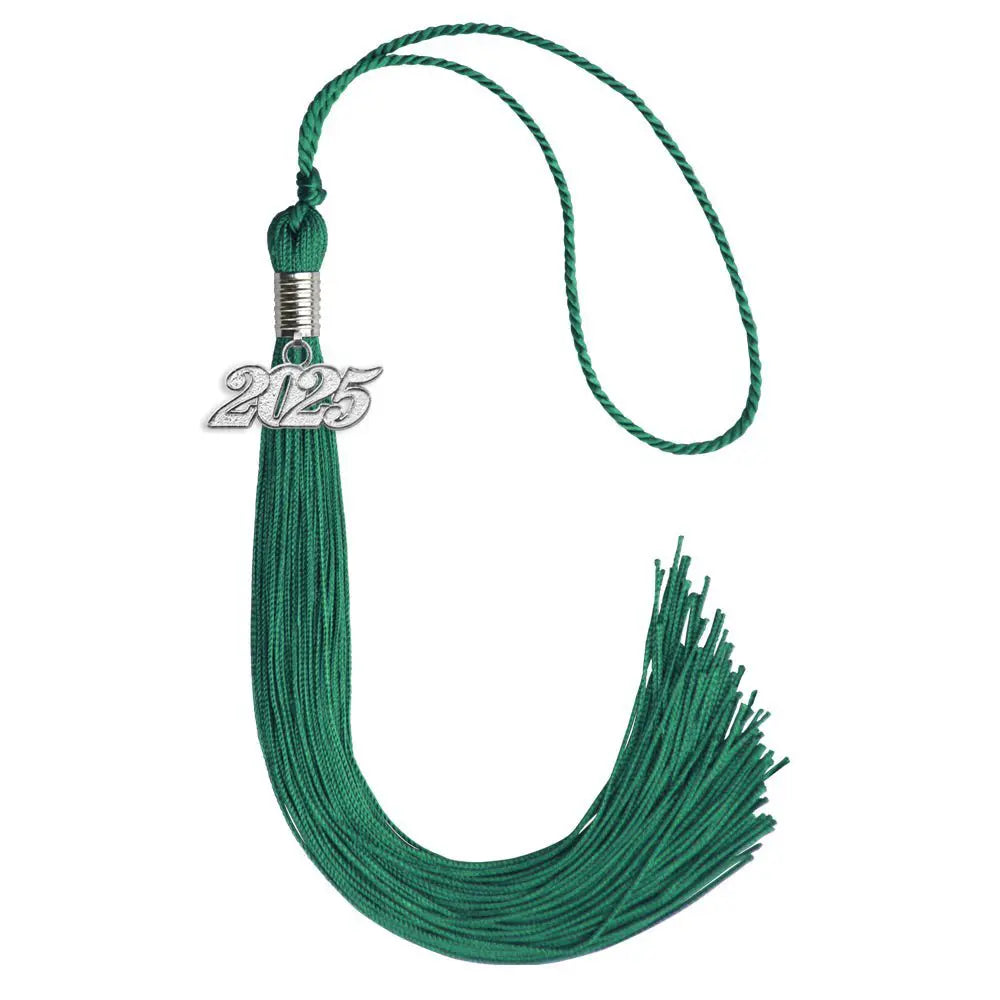 Emerald Green Graduation Tassel with Silver Date Drop by Endea Graduation