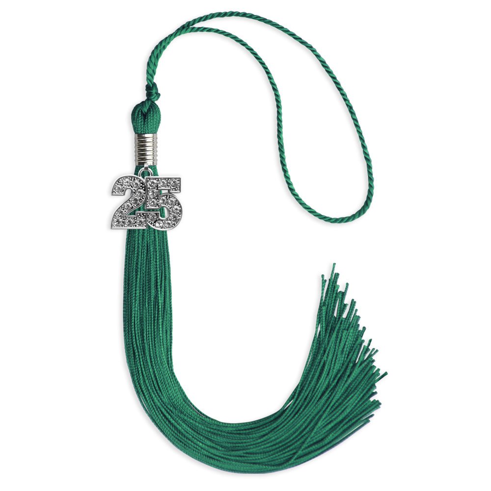 Emerald Green Graduation Tassel with Silver Date Drop - Endea Graduation