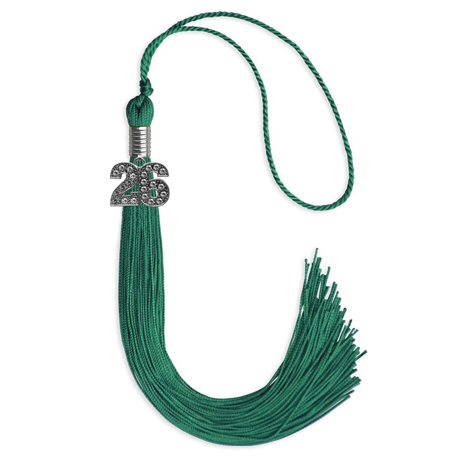 Emerald Green Graduation Tassel with Silver Date Drop - Endea Graduation