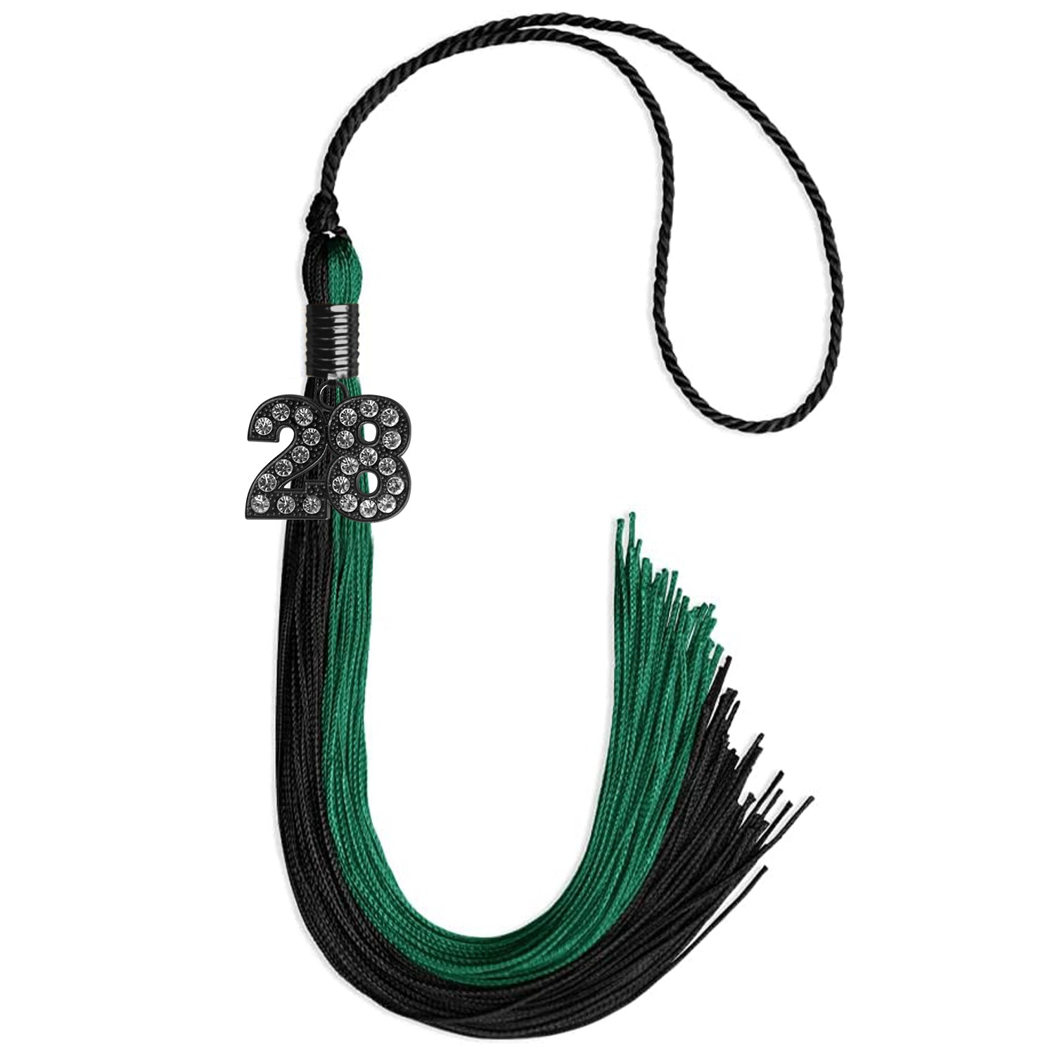 Emerald Green/Black Graduation Tassel with Black Date Drop - Endea Graduation