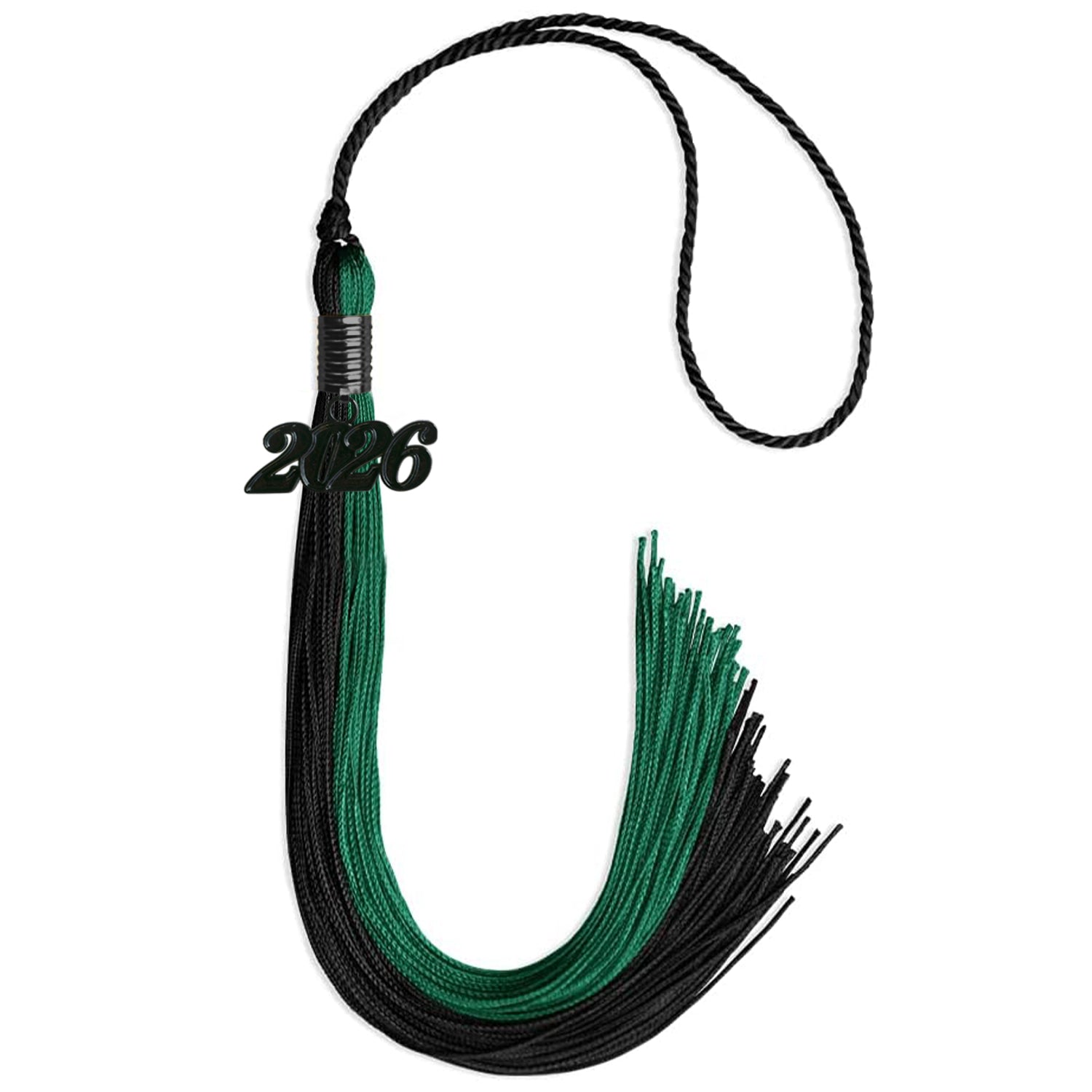 Emerald Green/Black Graduation Tassel with Black Date Drop - Endea Graduation