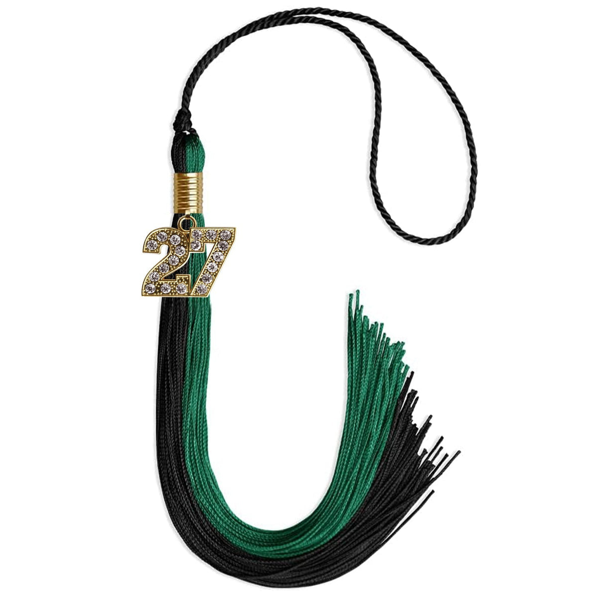 Emerald Green/Black Graduation Tassel with Gold Bling Charm - Endea Graduation