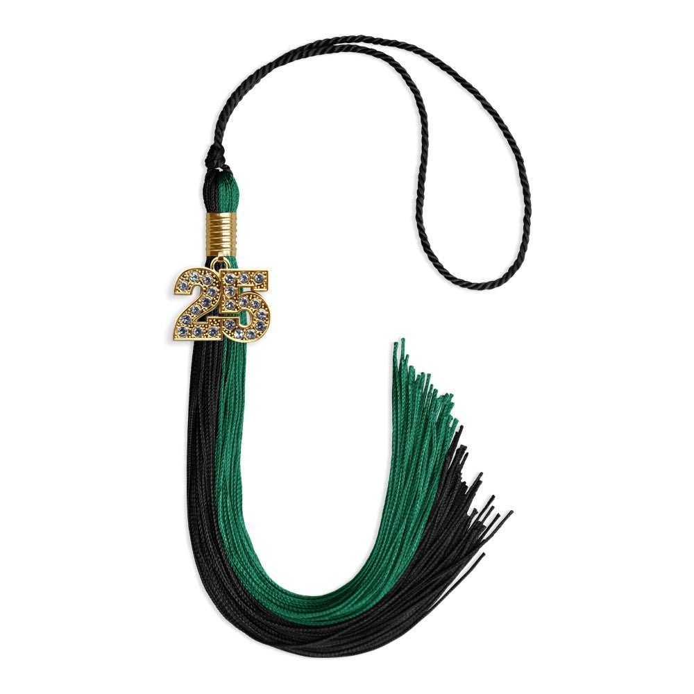 Emerald Green/Black Graduation Tassel with Gold Bling Charm - Endea Graduation