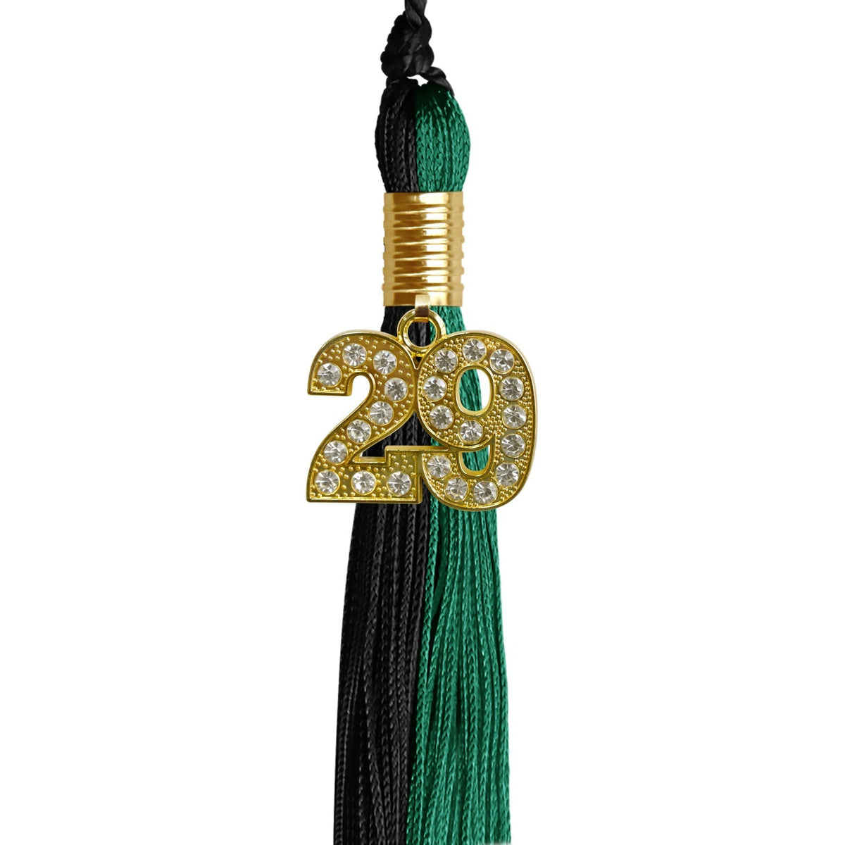 Emerald Green/Black Graduation Tassel with Gold Bling Charm - Endea Graduation