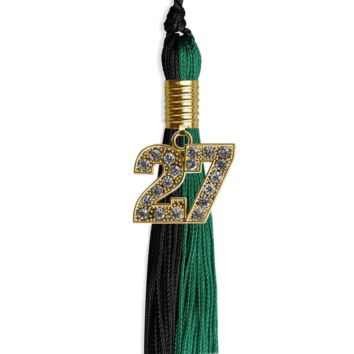 Emerald Green/Black Graduation Tassel with Gold Bling Charm - Endea Graduation