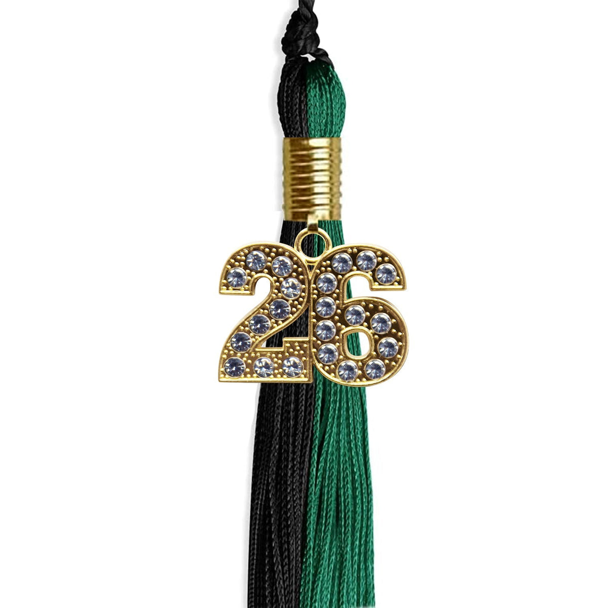 Emerald Green/Black Graduation Tassel with Gold Bling Charm - Endea Graduation