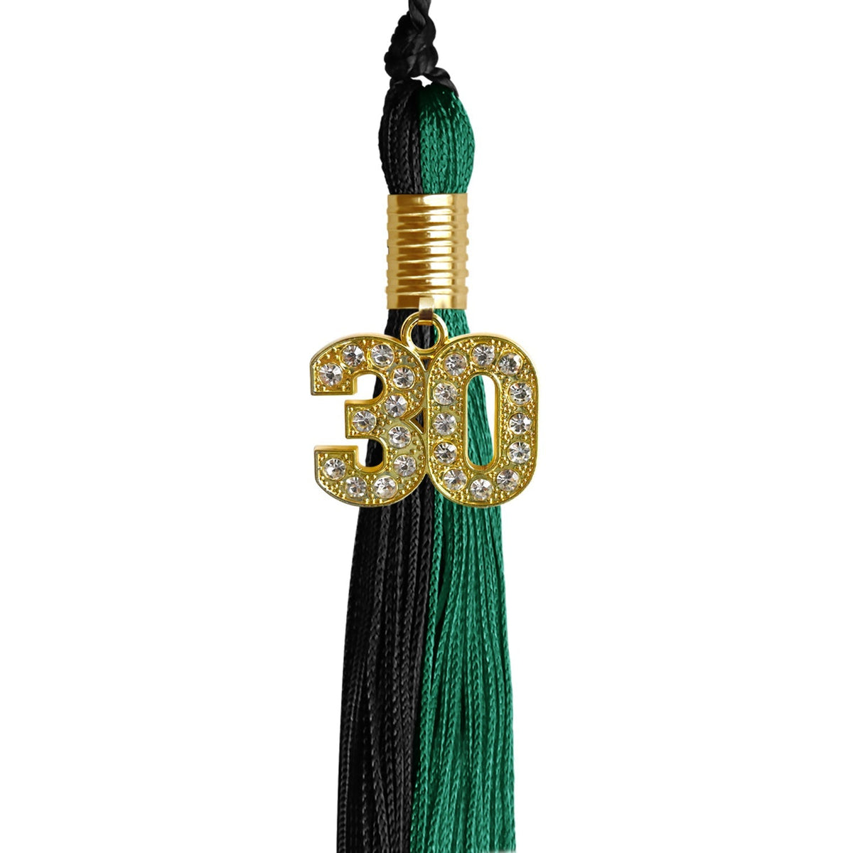 Emerald Green/Black Graduation Tassel with Gold Bling Charm - Endea Graduation