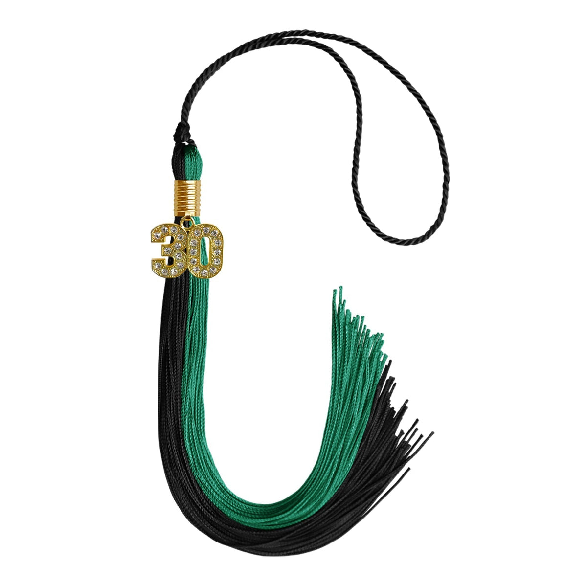 Emerald Green/Black Graduation Tassel with Gold Bling Charm - Endea Graduation