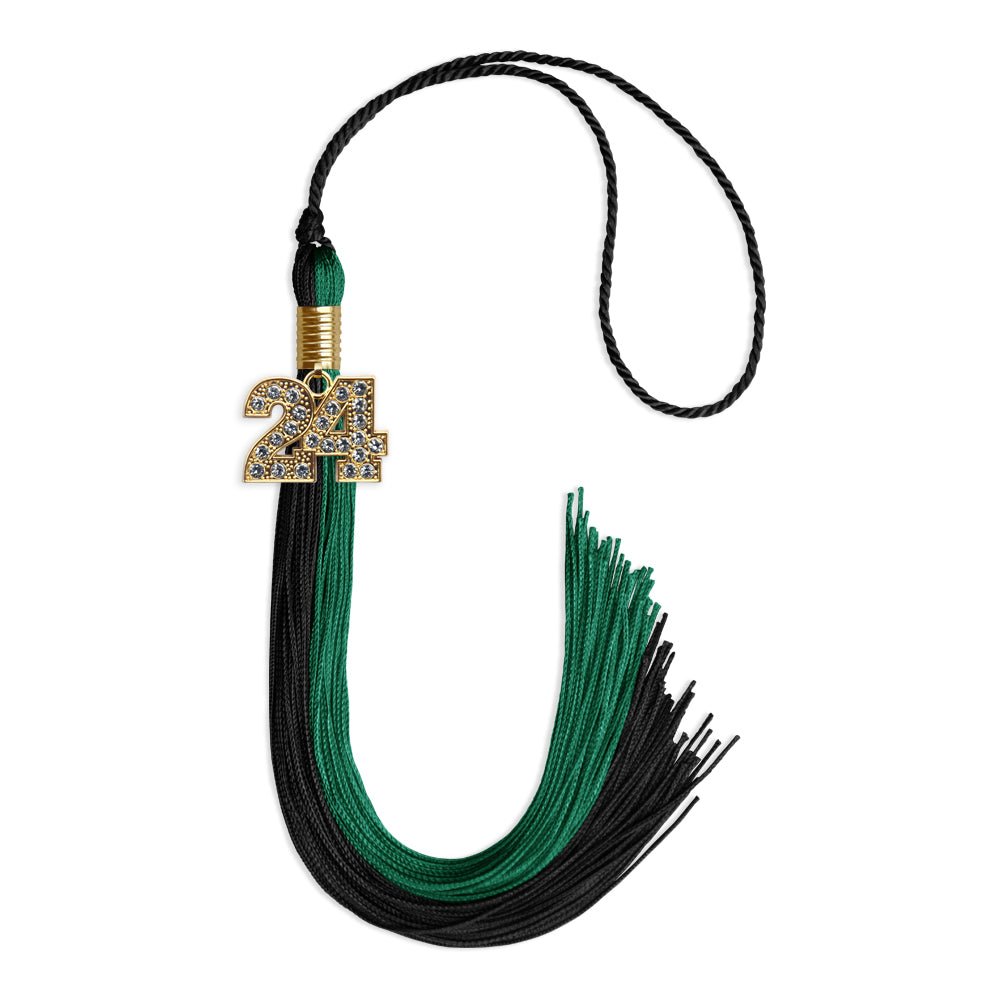 Emerald Green/Black Graduation Tassel with Gold Date Drop - Endea Graduation