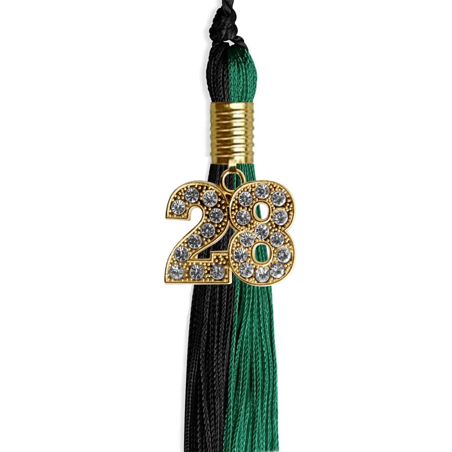 Emerald Green/Black Graduation Tassel with Gold Date Drop - Endea Graduation