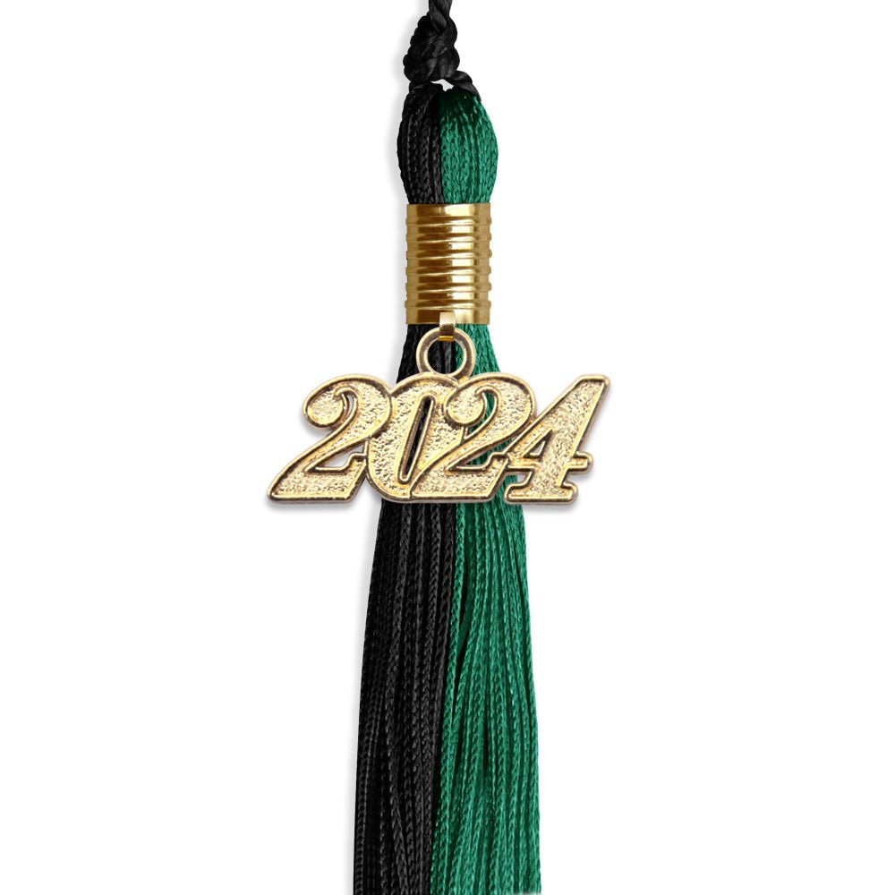 Emerald Green/Black Graduation Tassel with Gold Date Drop - Endea Graduation