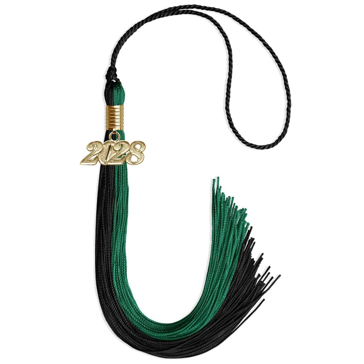 Emerald Green/Black Graduation Tassel with Gold Date Drop - Endea Graduation