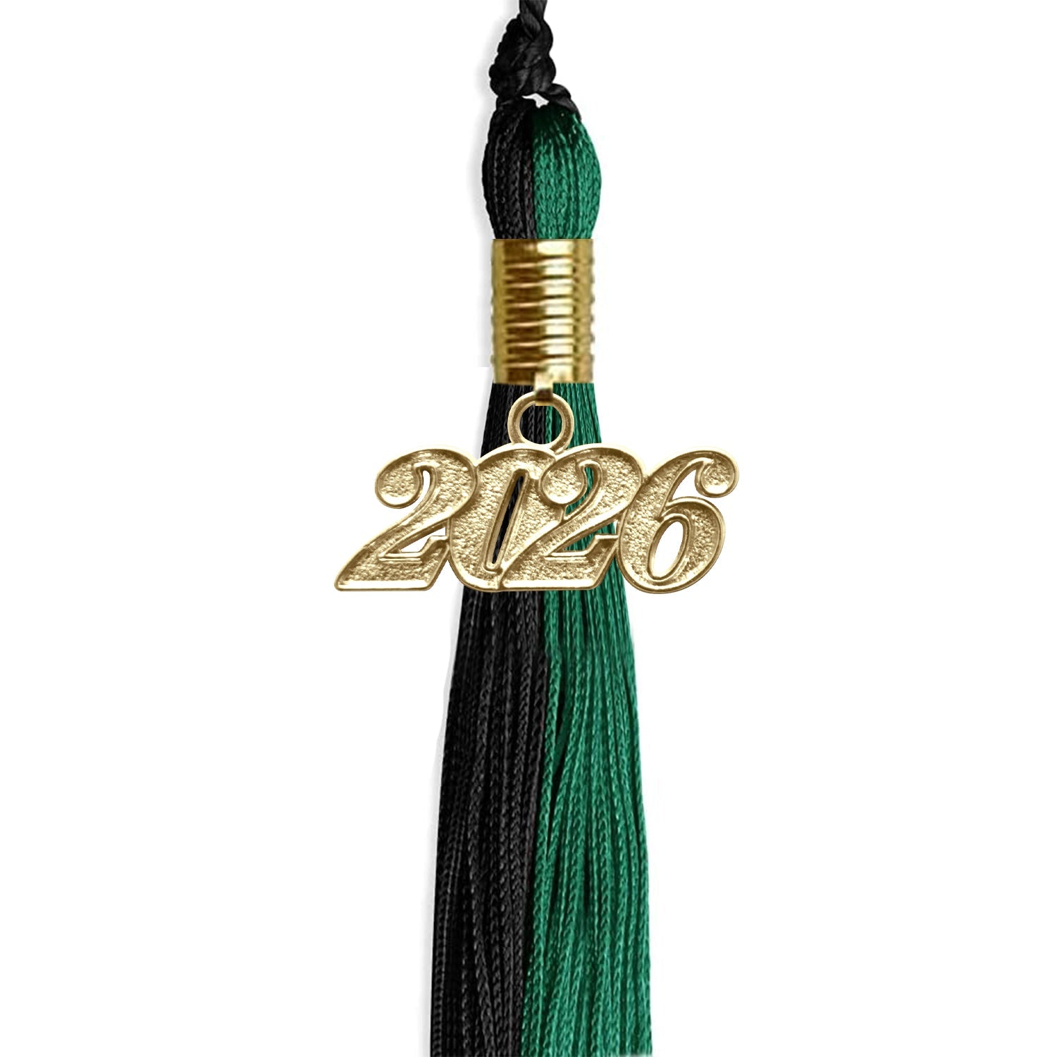 Emerald Green/Black Graduation Tassel with Gold Date Drop - Endea Graduation