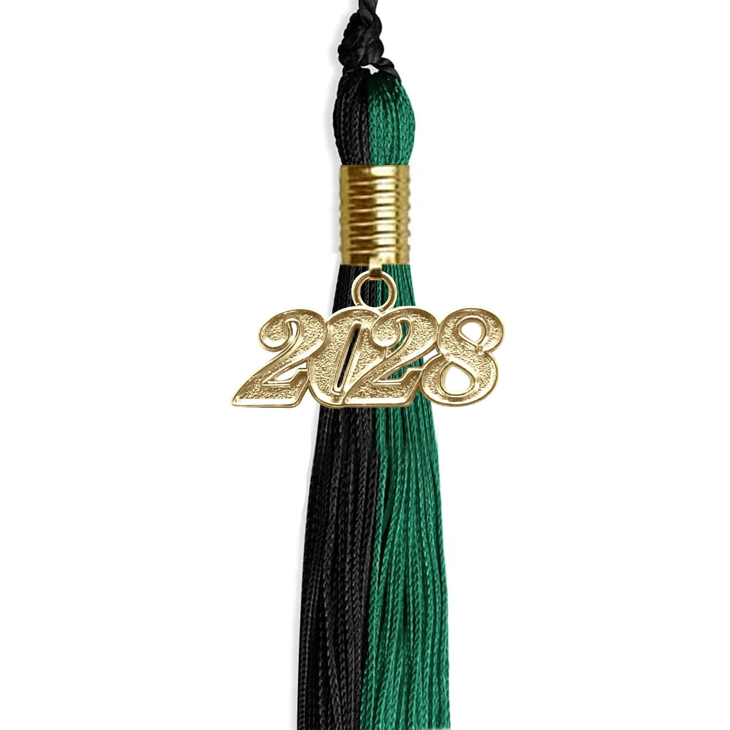 Emerald Green/Black Graduation Tassel with Gold Date Drop - Endea Graduation