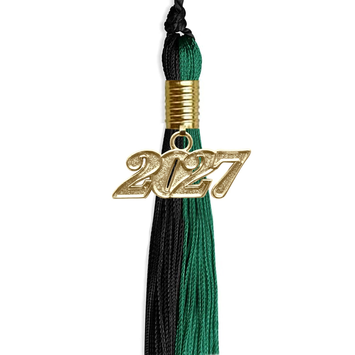 Emerald Green/Black Graduation Tassel with Gold Date Drop - Endea Graduation