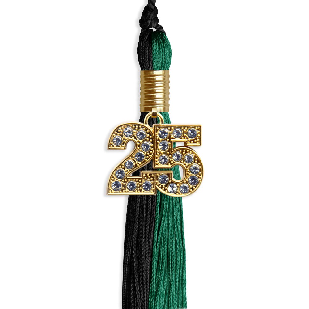 Emerald Green/Black Graduation Tassel with Gold Date Drop - Endea Graduation