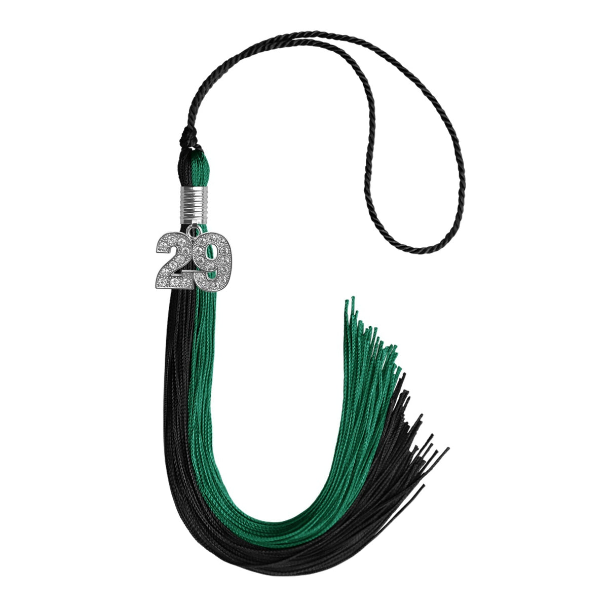 Emerald Green/Black Graduation Tassel with Silver Bling Charm - Endea Graduation