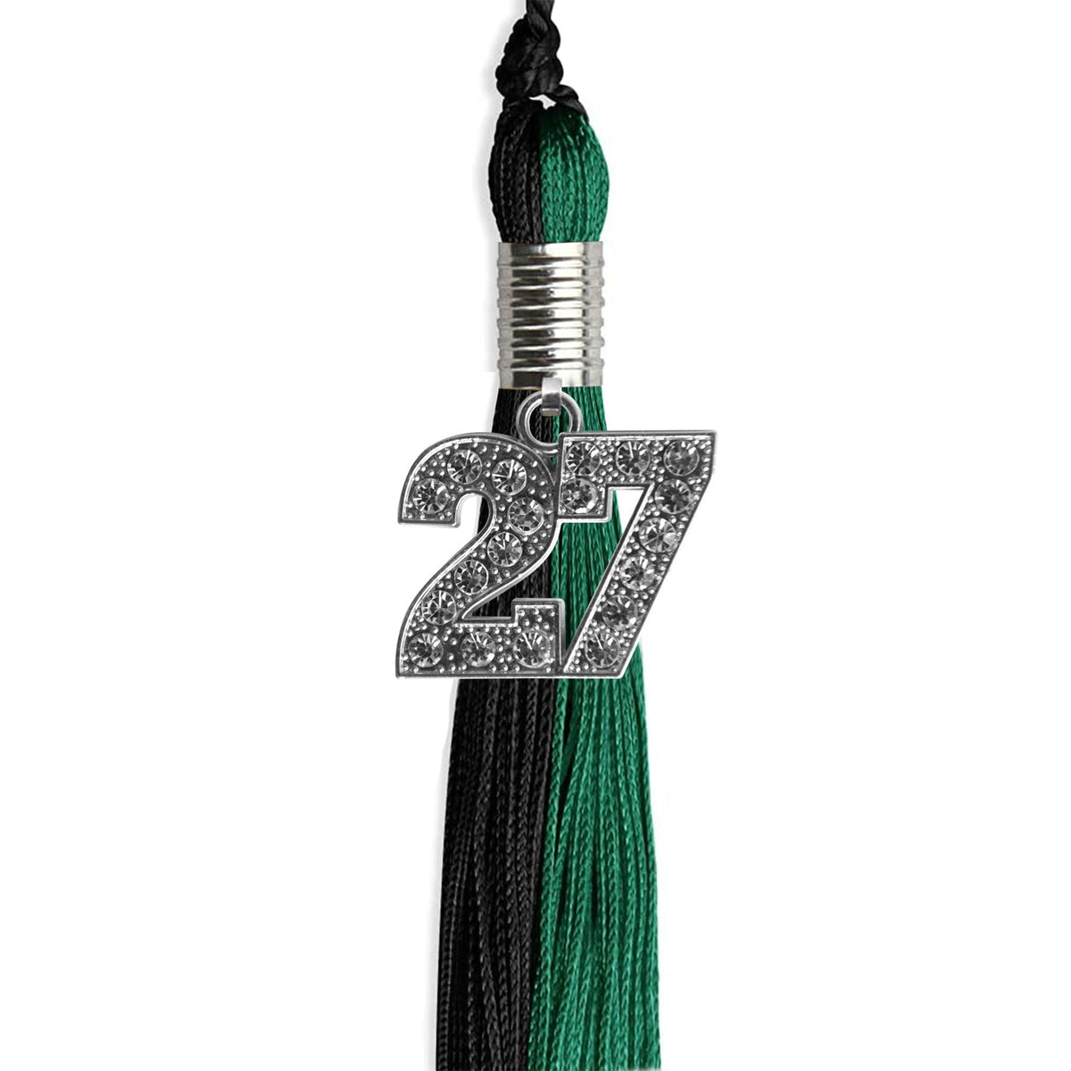 Emerald Green/Black Graduation Tassel with Silver Bling Charm - Endea Graduation