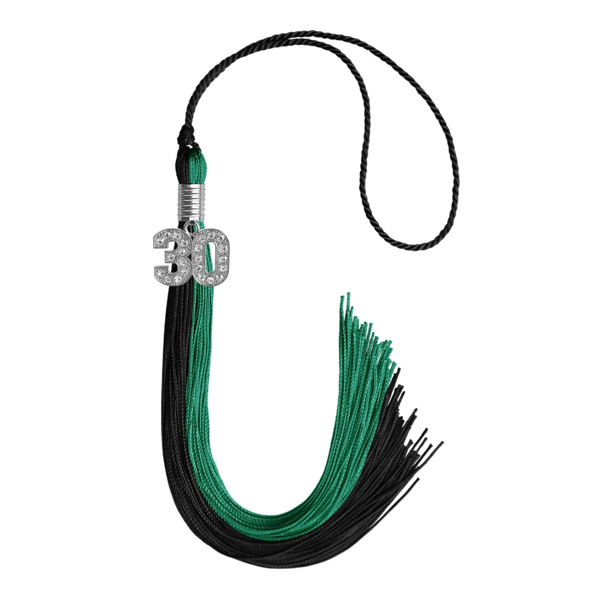 Emerald Green/Black Graduation Tassel with Silver Bling Charm - Endea Graduation