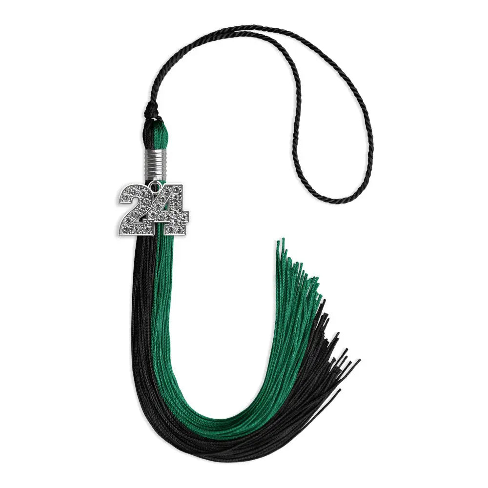 Emerald Green/Black Graduation Tassel with Silver Bling Charm - Endea Graduation