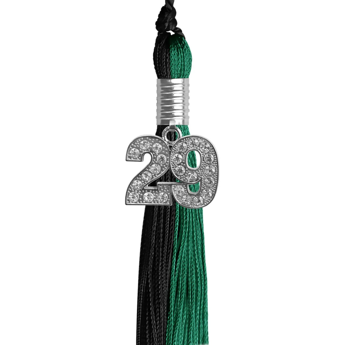 Emerald Green/Black Graduation Tassel with Silver Bling Charm - Endea Graduation