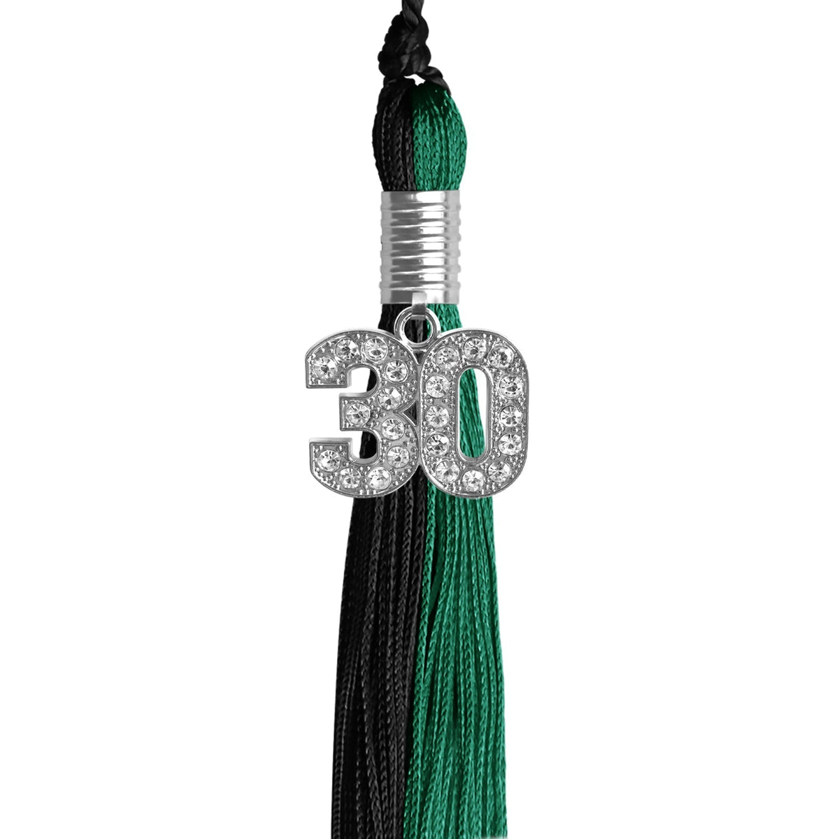 Emerald Green/Black Graduation Tassel with Silver Bling Charm - Endea Graduation
