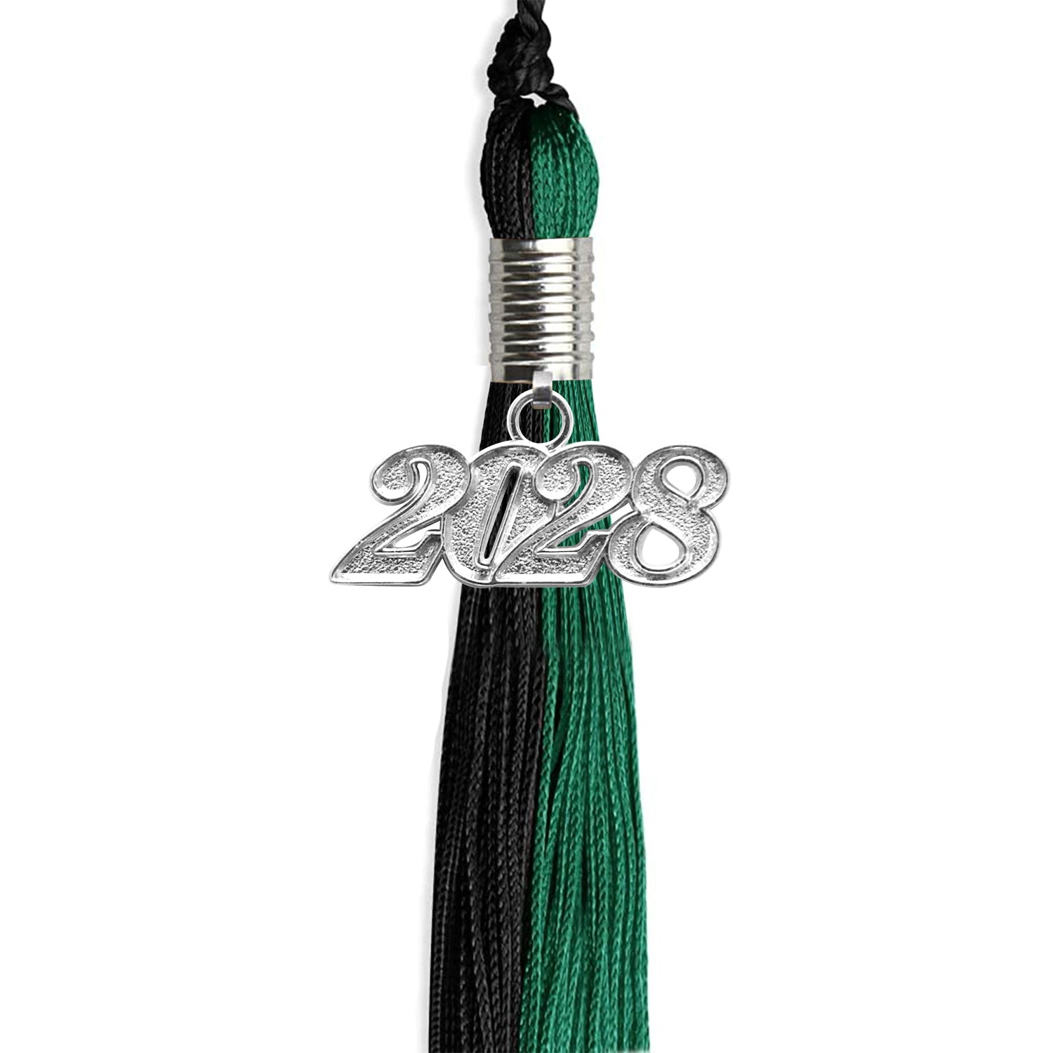 Emerald Green/Black Graduation Tassel with Silver Date Drop - Endea Graduation