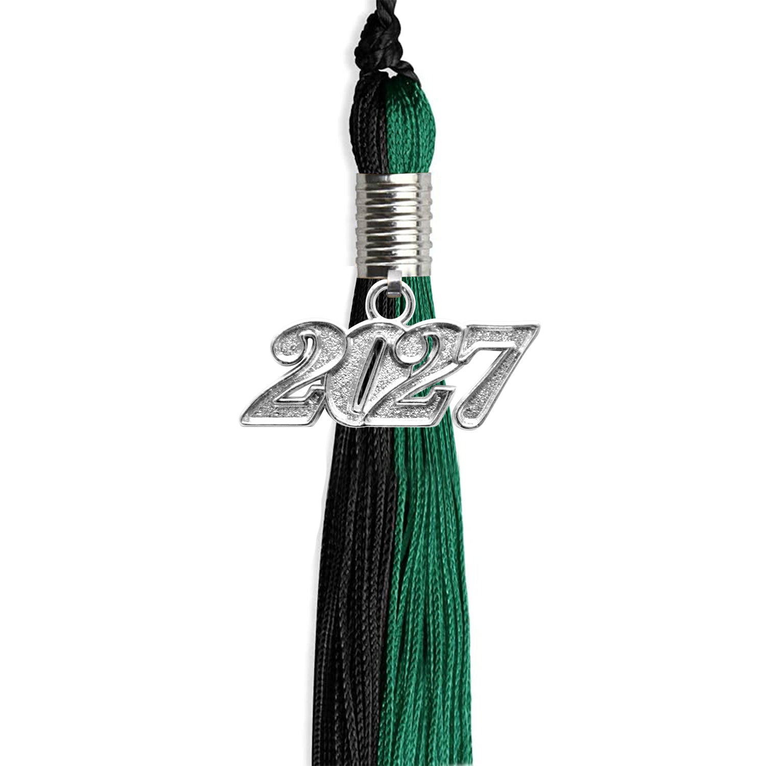 Emerald Green/Black Graduation Tassel with Silver Date Drop - Endea Graduation