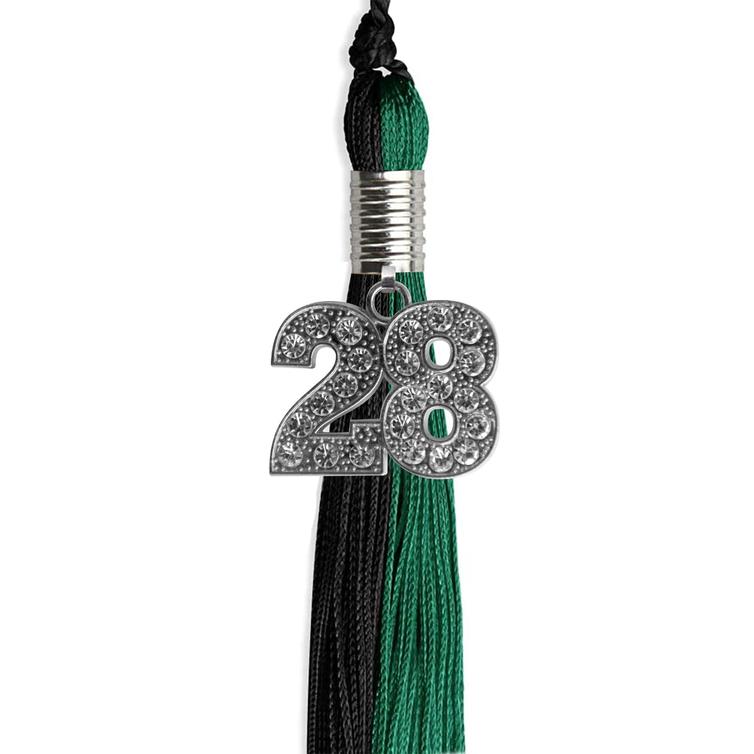 Emerald Green/Black Graduation Tassel with Silver Date Drop - Endea Graduation