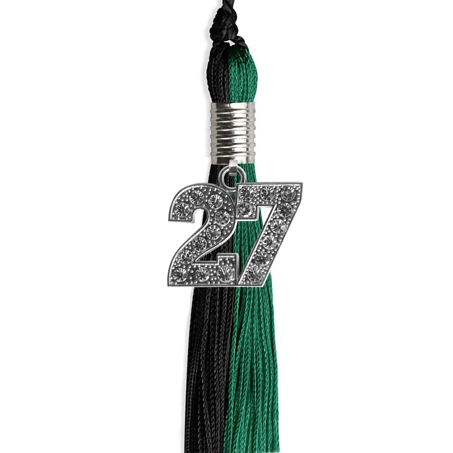 Emerald Green/Black Graduation Tassel with Silver Date Drop - Endea Graduation