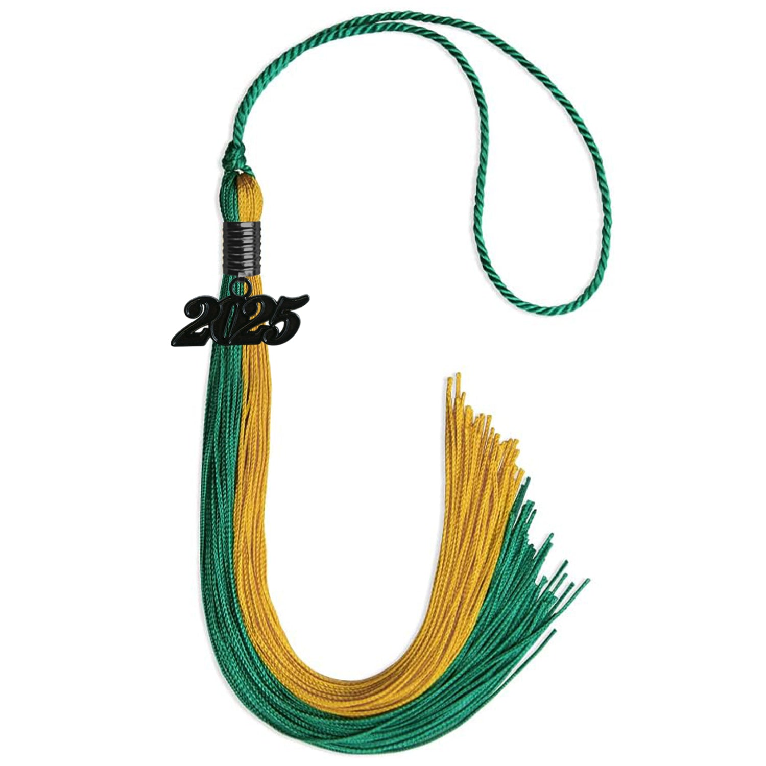 Emerald Green/Bright Gold Graduation Tassel with Black Date Drop - Endea Graduation