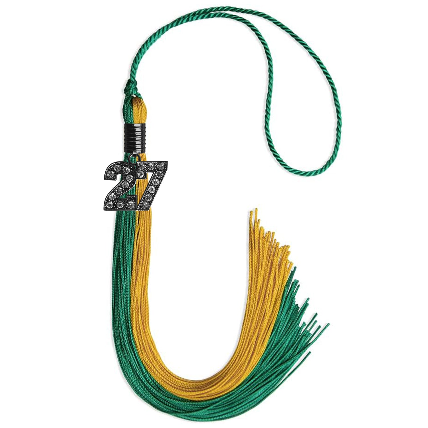 Emerald Green/Bright Gold Graduation Tassel with Black Date Drop - Endea Graduation