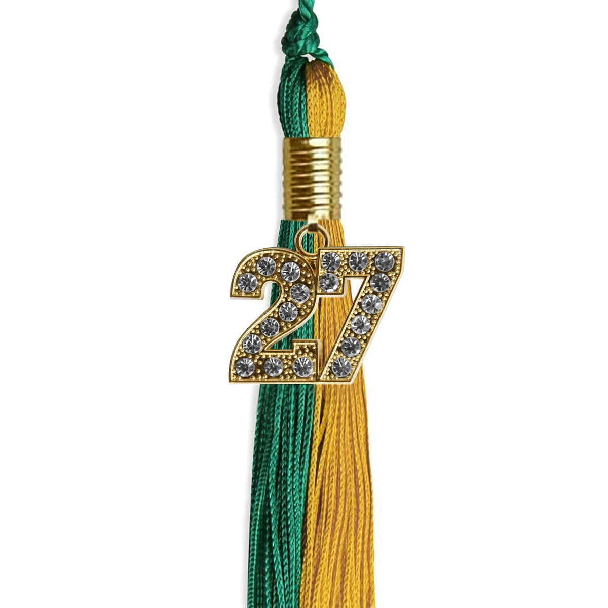 Emerald Green/Bright Gold Graduation Tassel with Gold Bling Charm - Endea Graduation