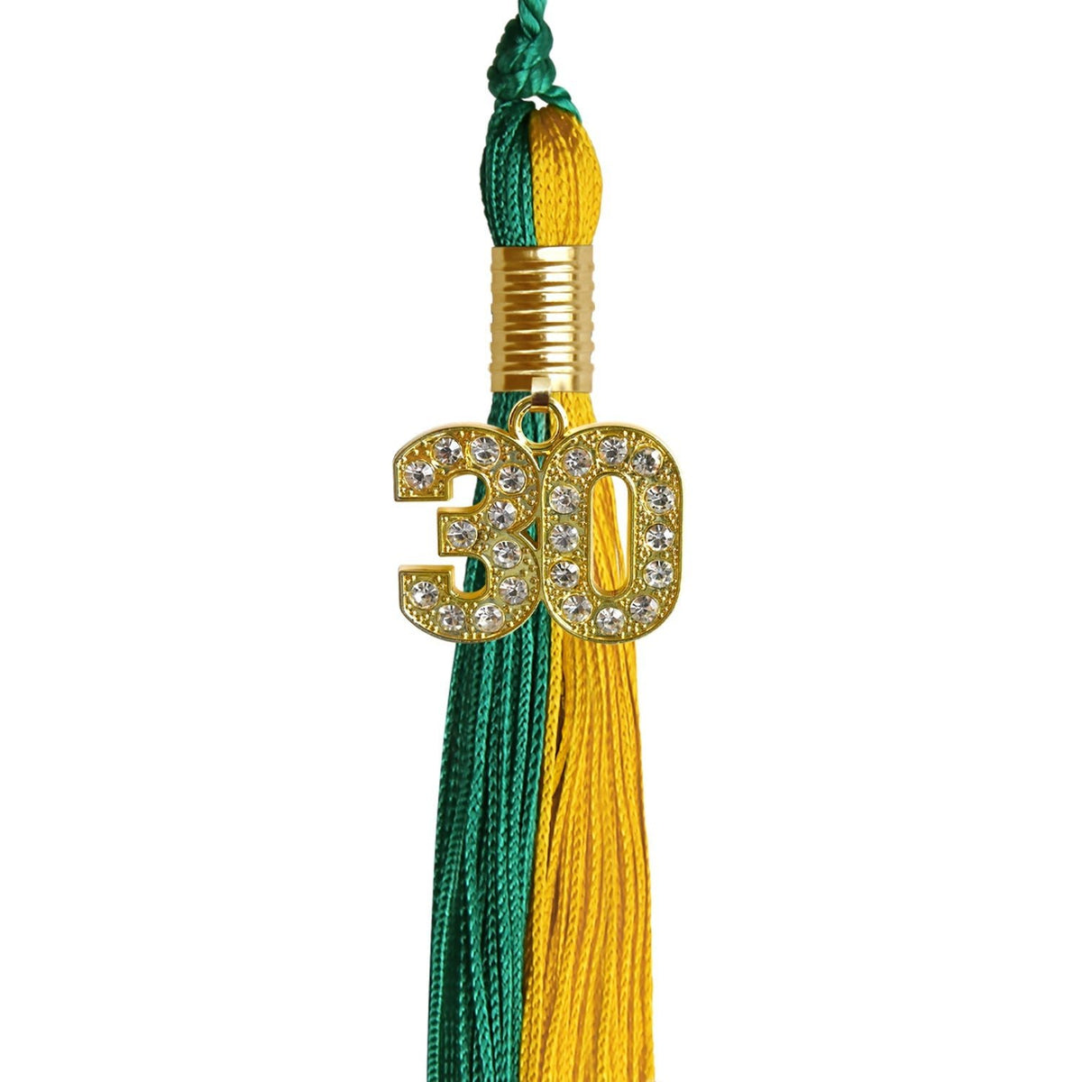 Emerald Green/Bright Gold Graduation Tassel with Gold Bling Charm - Endea Graduation