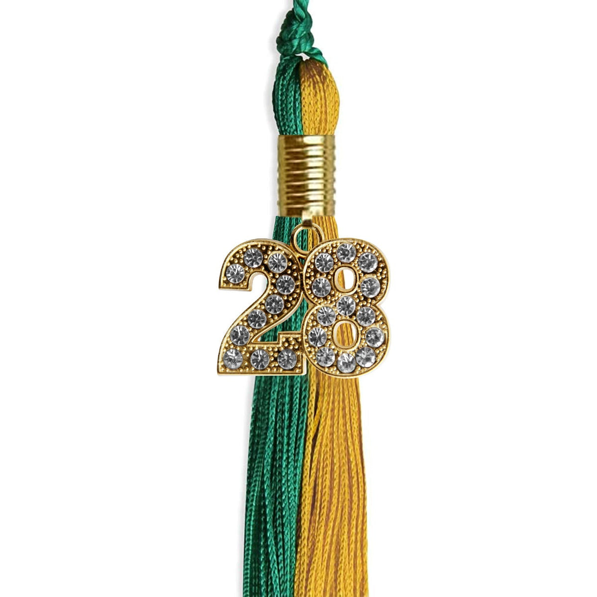 Emerald Green/Bright Gold Graduation Tassel with Gold Bling Charm - Endea Graduation