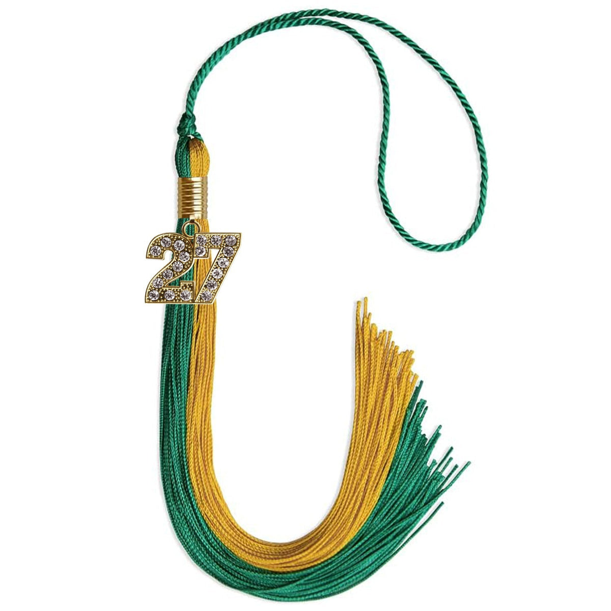 Emerald Green/Bright Gold Graduation Tassel with Gold Bling Charm - Endea Graduation