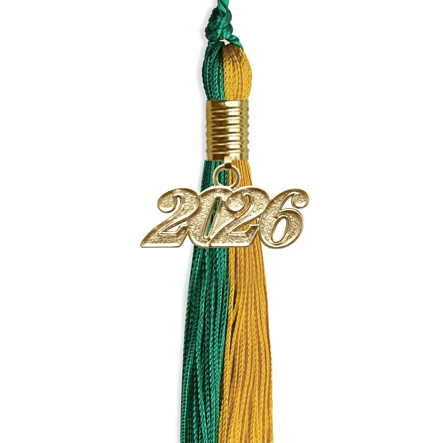 Emerald Green/Bright Gold Graduation Tassel with Gold Date Drop - Endea Graduation